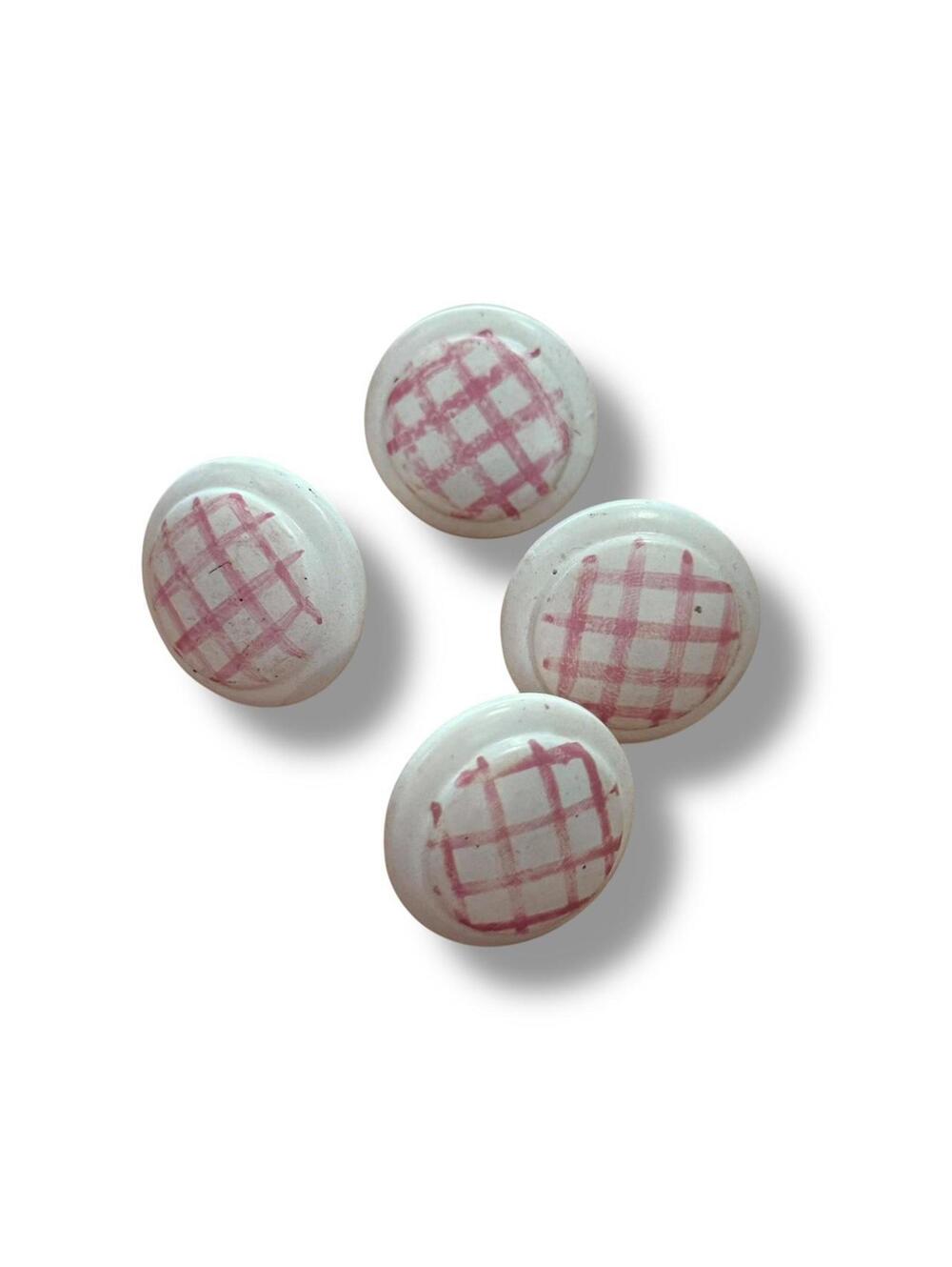 Set of 4 Y2K Pink + White Gingham Plaid Drawer Pulls